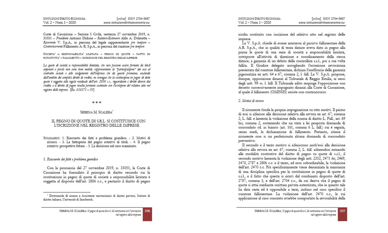 Istituzioni diritto economia: il pegno