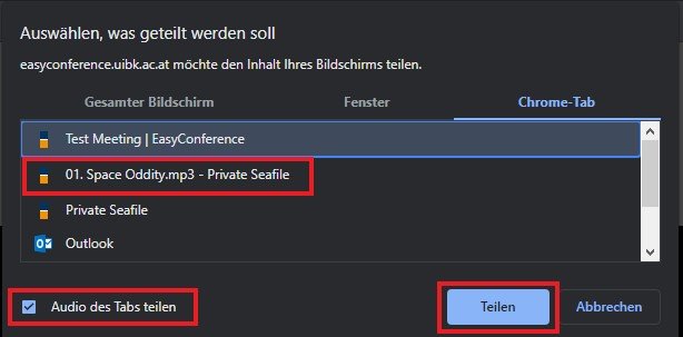 Audiodatei teilen