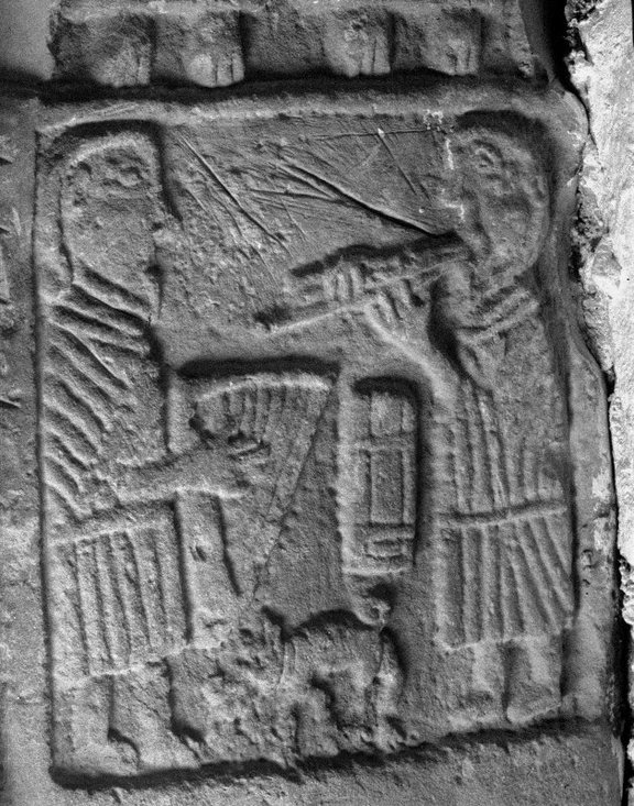 Pictish cross-slab carving re-used as stair lintel, Lethendy Tower