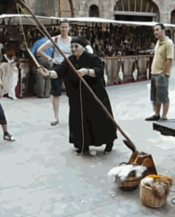 Spain. Almudévar. plying from a pole