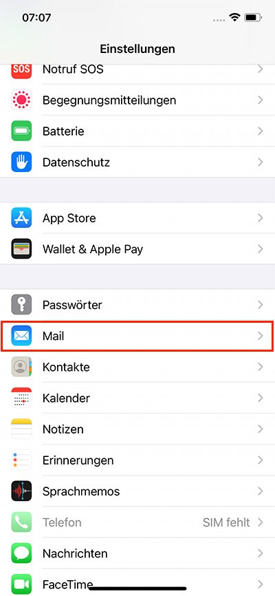 1 Einstellungen Mail