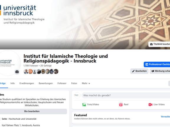 Screenshot der Facebook-Seite des Instituts