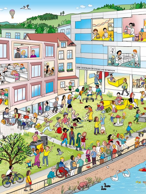 Agnes Heller Haus und CCB als Wimmelbild