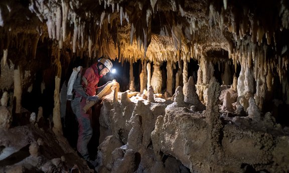 In der Höhle Pozzo Cucù in der Region Apulien fand das ForscherInnen-Team den außergewöhnlichen Tropfstein.