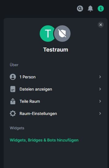 Informationen und Einstellungen Raum