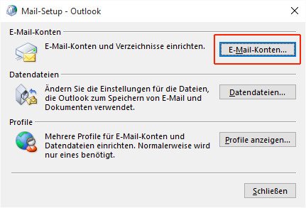 Systemsteuerung E-Mail-Konten