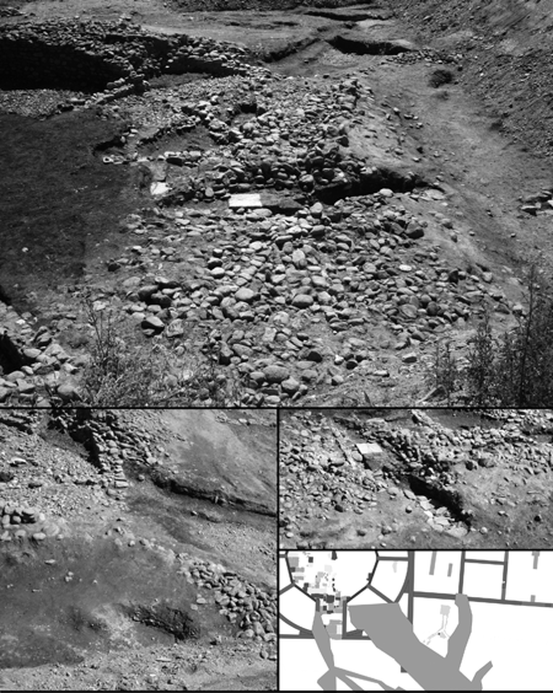 Durch Bachläufe verursachte Einschnitte im Bereich des Macellum