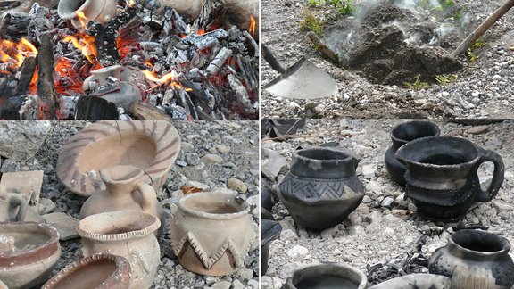 Oxidierender Feldbrand (links), reduzierender Grubenbrand (rechts)