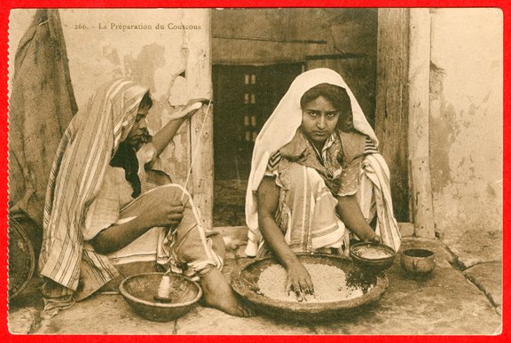 North-Africa, women spinning and making cous-cous  