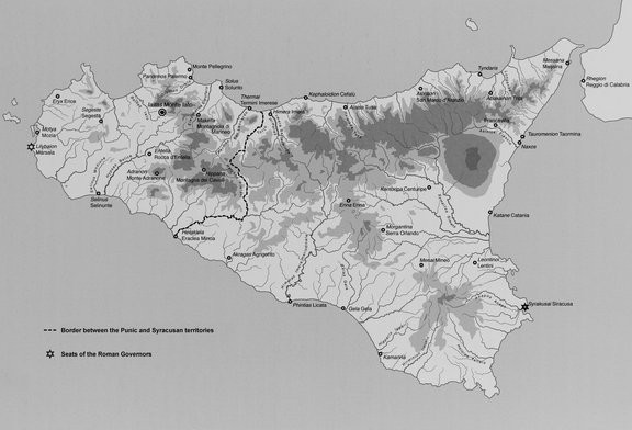 Map of Sicily with punic and syracusan territories