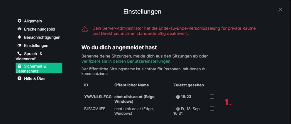 Einstellungen Sicherheit und Datenschutz 1