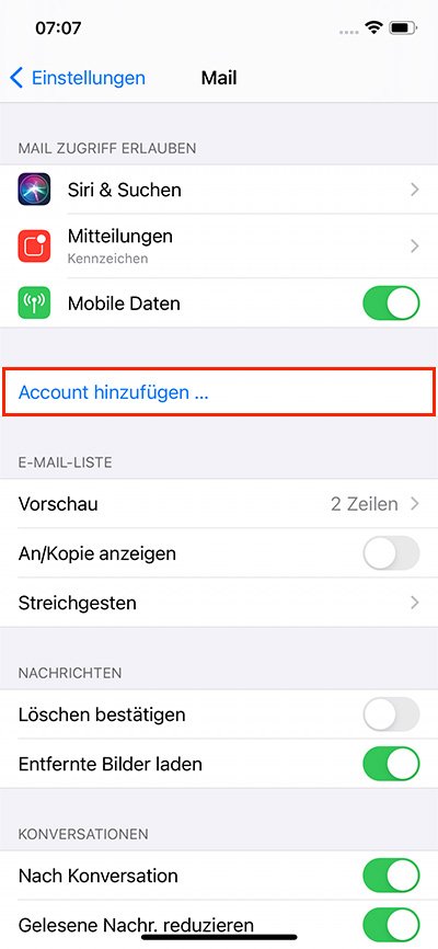 2 Einstellungen Mail