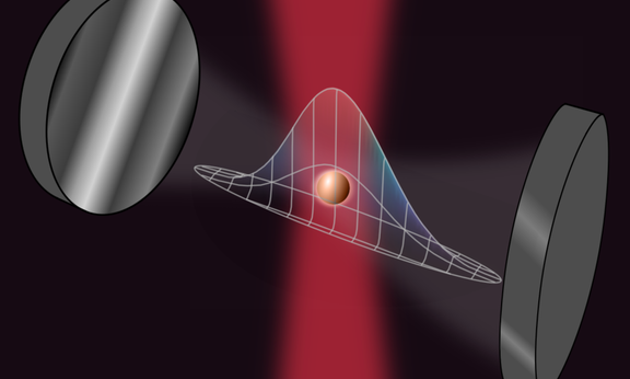 Nano particles trapped between mirrors