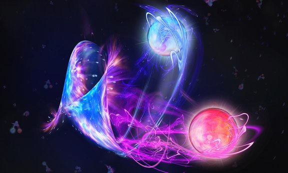 Two coloured balls that leave traces