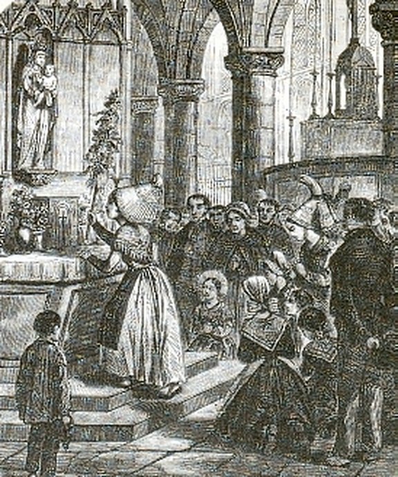 offering the bride distaff