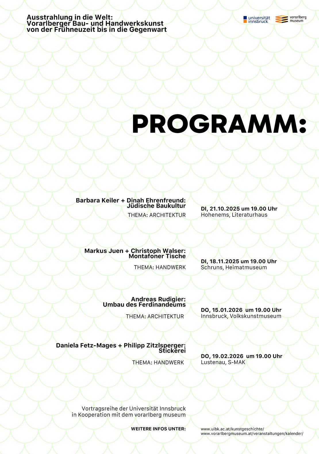 Veranstaltungen zur Vortragsreihe