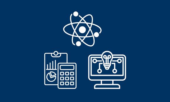 Symbole die das Studium der Mathematik, Informatik und Physik beschreiben