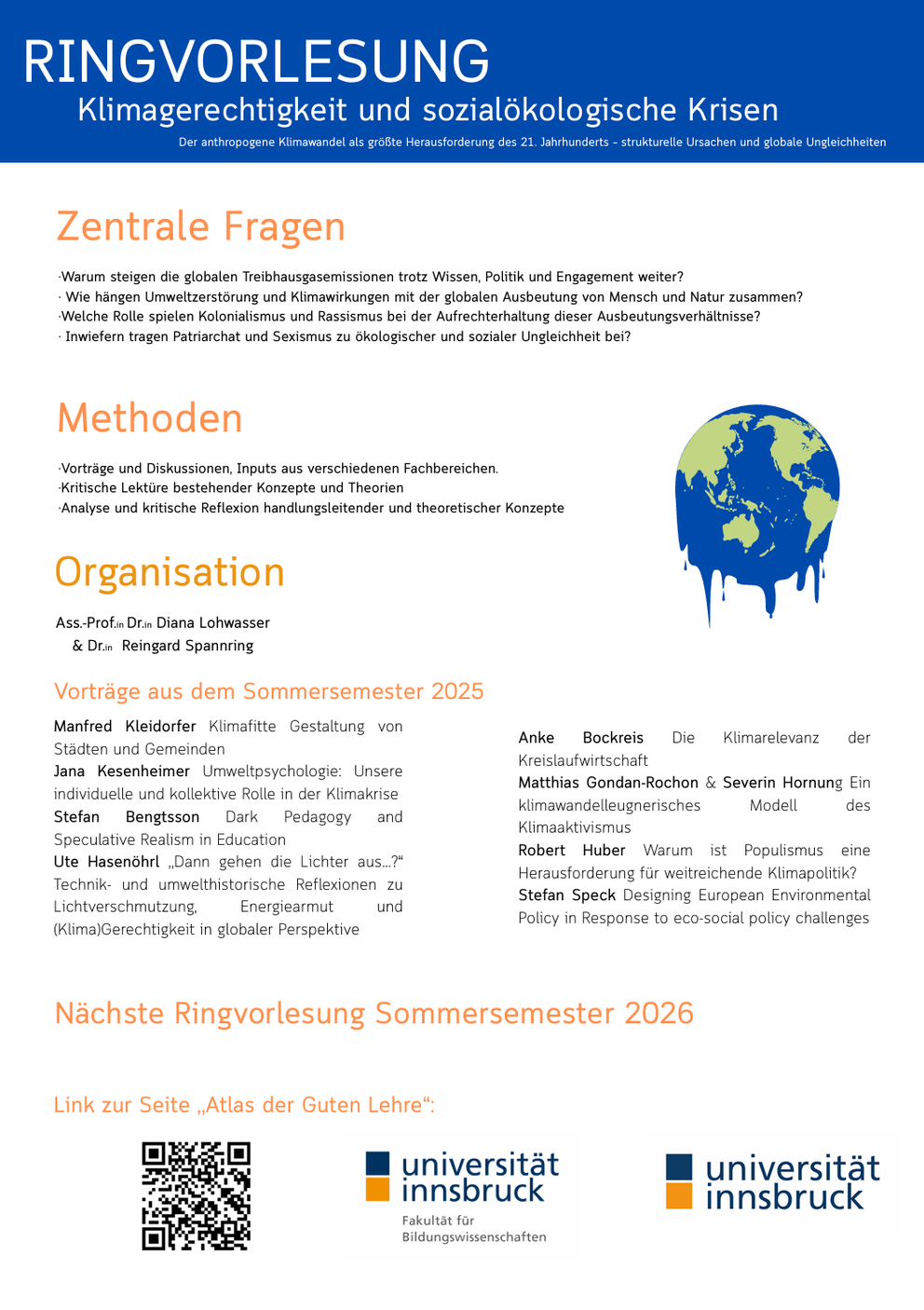 Poster, das während der Woche der Nachhaltigkeit über die Ringvorlesung informiert.