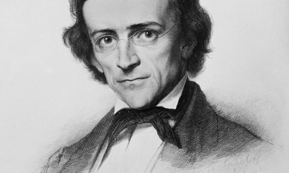 Altertumswissenschaftler Theodor Mommsen, ein Stich von Louis Jacoby, 1863