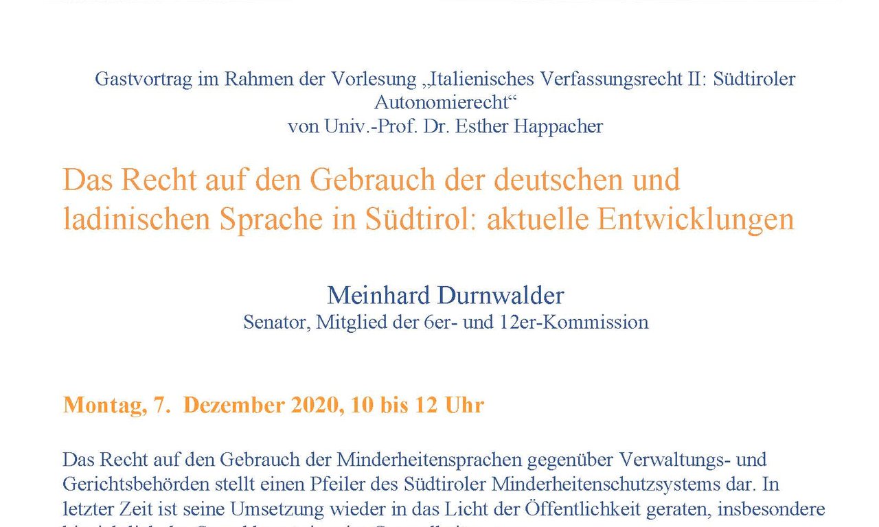 Recht auf Gebrauch der deutschen und ladinischen Sprache