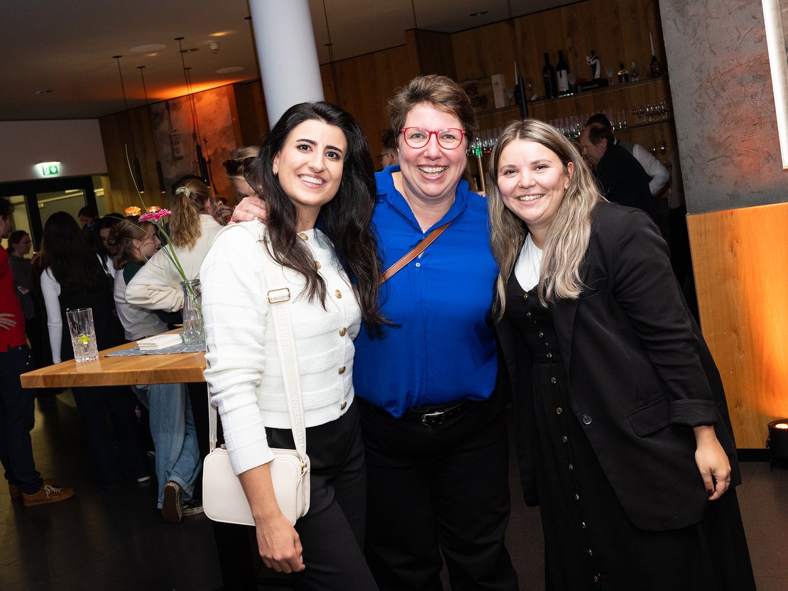 A podium discussion team