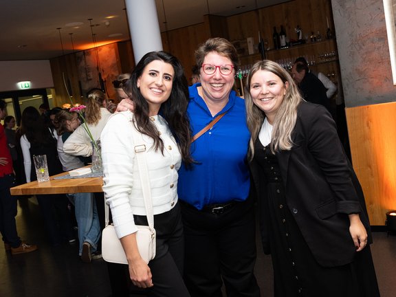 A podium discussion team