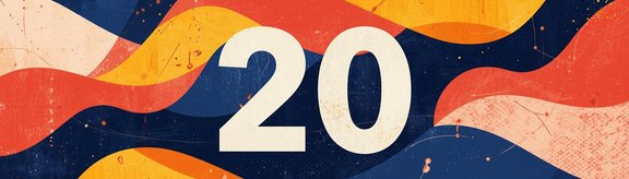 Nummer 20 auf bunter Hintergrund