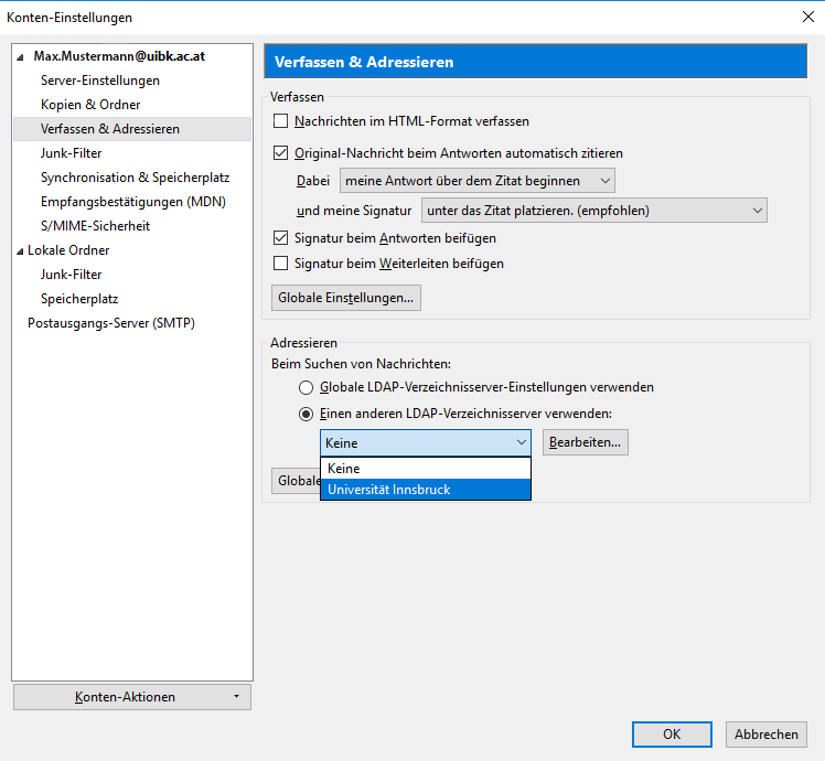 Konto Einstellungen - Verfassen und Einrichten 2