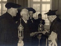 Hermann Wopfner erhielt am 7. Juli 1956 das Ehrendoktorat der Universität Innsbruck