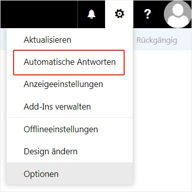 OWA Automatische Antworten aufrufen