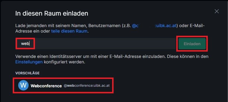 Personen in den Chat einladen