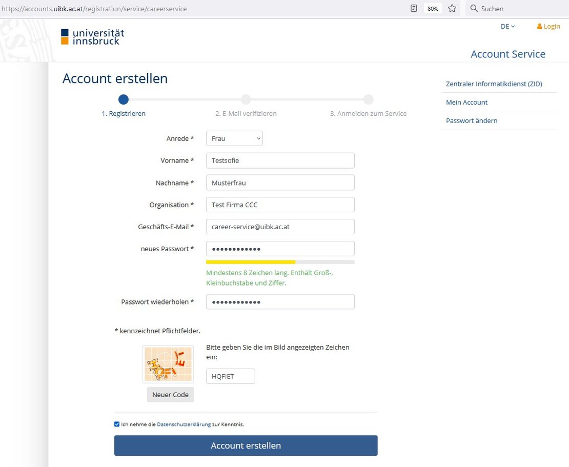 Screenshot des Schritt 1. Registrieren beim Account erstellen