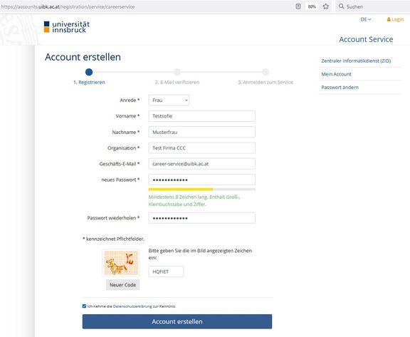 Screenshot des Schritt 1. Registrieren beim Account erstellen