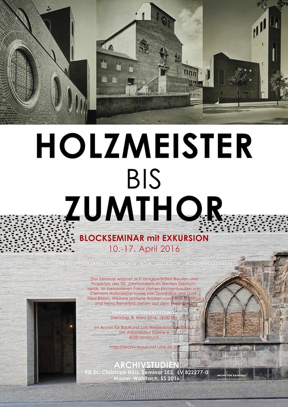 Seminarplakat 2016 von Holzmeister bis Zumthor