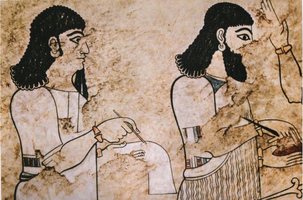 Schreiber für Aramäisch (li) und Akkadisch (re)