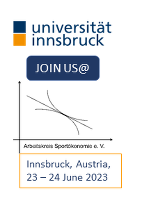Kombiniertes Logo Jahrestagung Arbeitskreis Sportökonomie 2023 und Universität Innsbruck