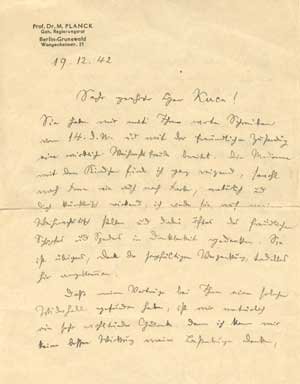 Brief von Max Planck