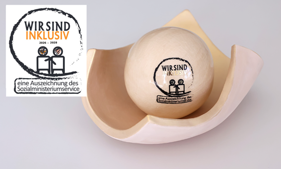 Gütesiegel Wir sind inklusiv, darüber dessen Siegel
