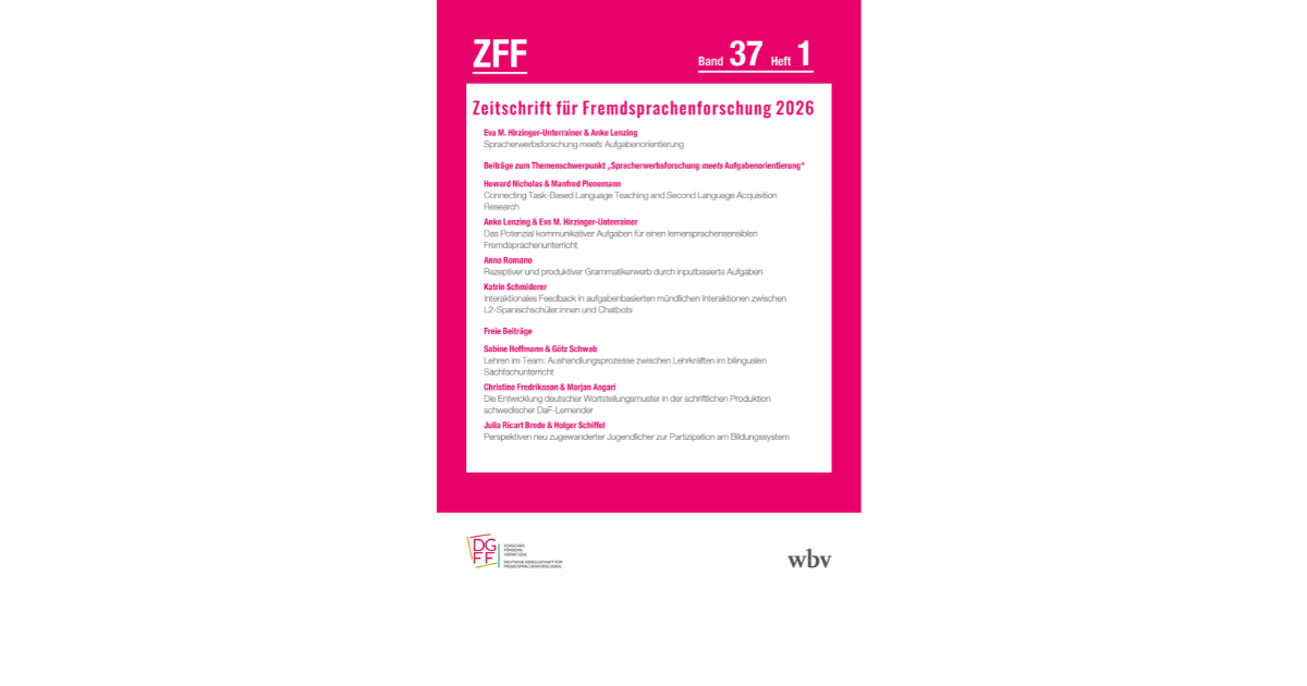 Cover Zeitschrift Fremdsprachenforschung