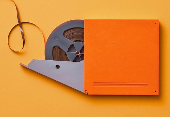 cassette on orange background