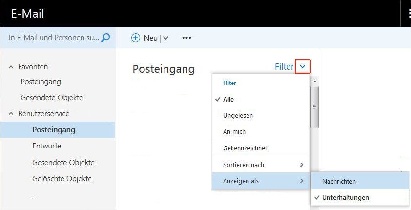 OWA Unterhaltungen deaktivieren