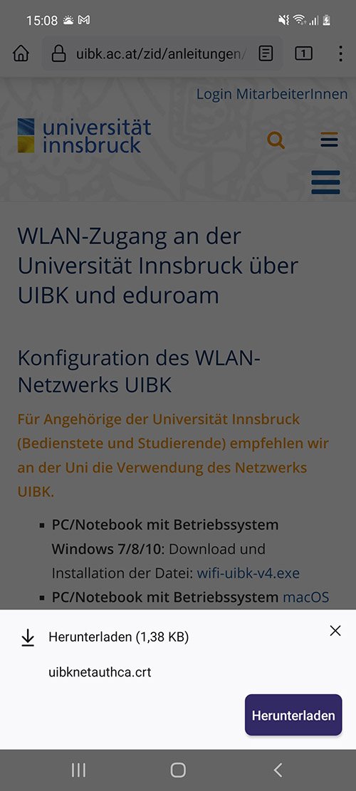 Android Zertifikat herunterladen