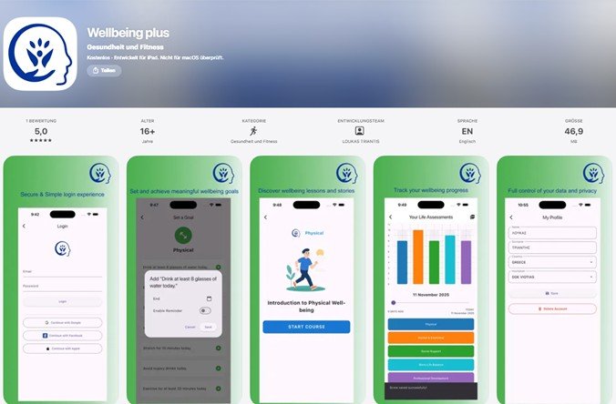 Screenshot von der Benutzeroberfläche der App