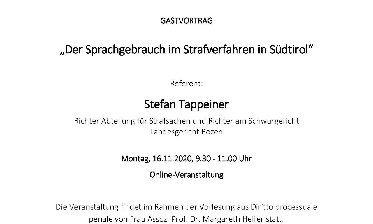 Der Sprachgebrauch im Strafverfahren in Südtirol