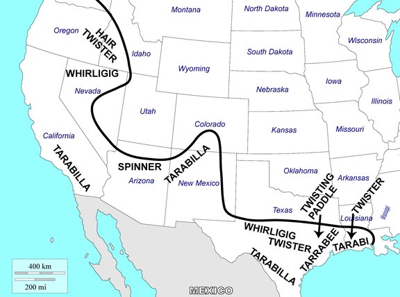 Ausdehnung und Nomenklatur des Spinners am Höhepunkt der Rinderzuchtperiode