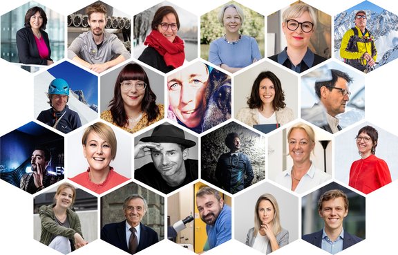 Mosaik mit Bildern von verschiedenen Ehemaligen