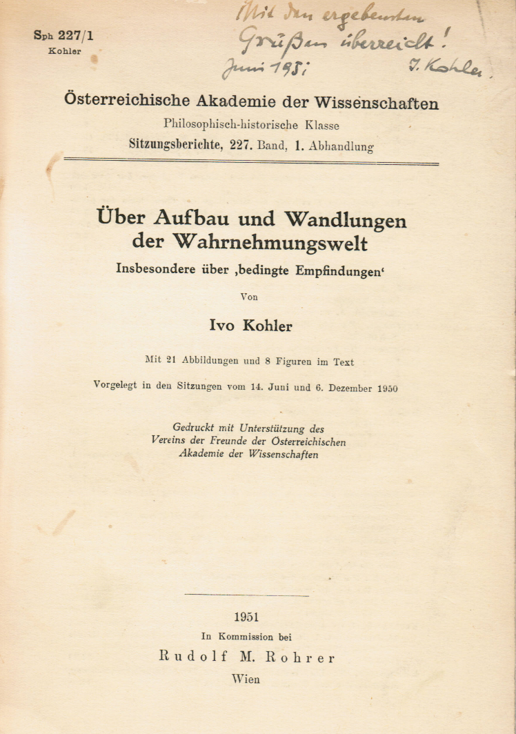 Titelblatt von Ivo Kohlers Habilitationsschrift