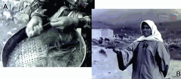 Frauen in Dagestan beim Spinnen mit einem Seilspinner