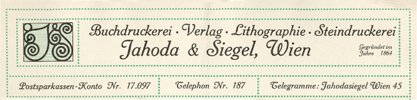 Visitenkarte Verlag Jahoda & Siegel, Wien