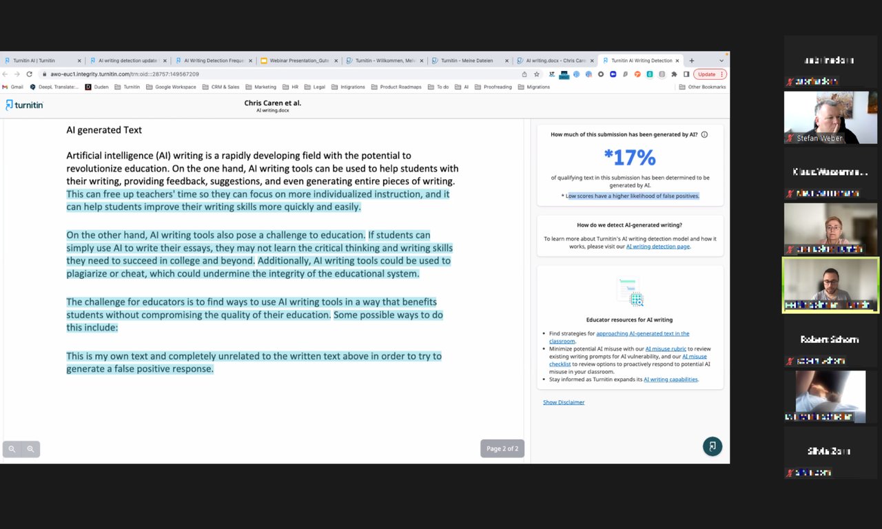 Screenshot aus einer Online-Konferenz mit offenem Textdokument.